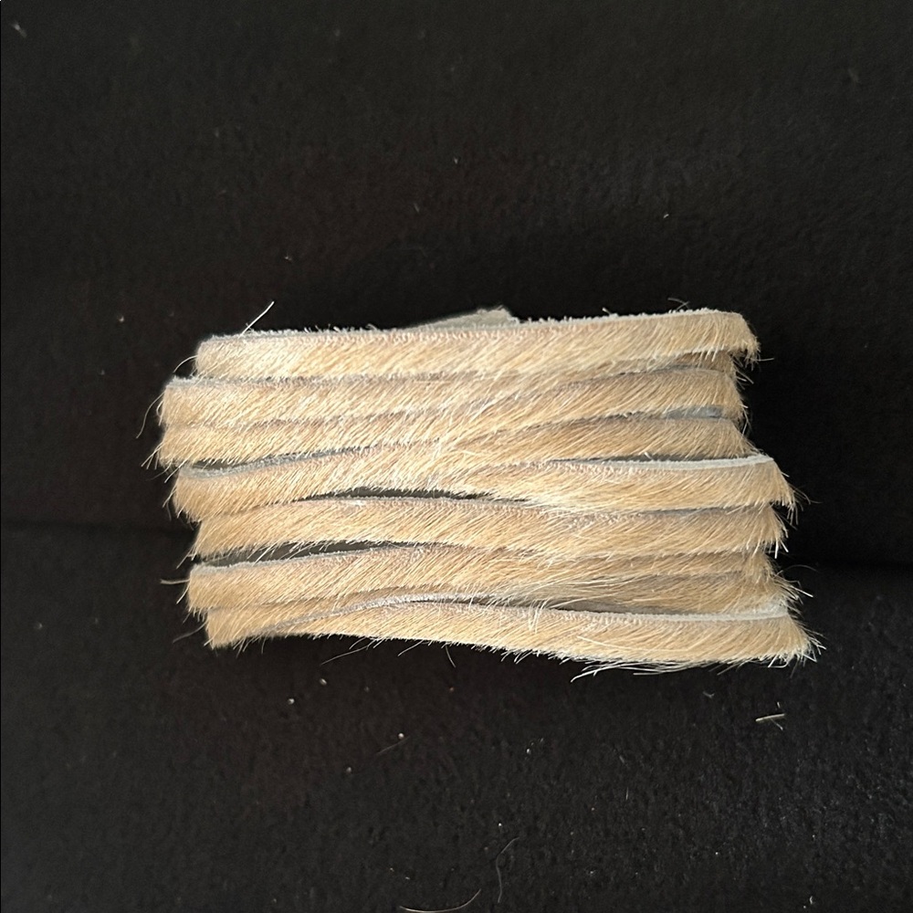 Textured Cream Fur Strap with Snaps
